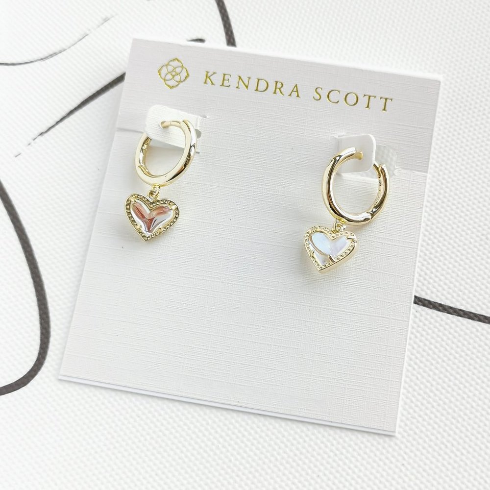 Ari Heart Gold Huggie Earrings Dichroic Glass